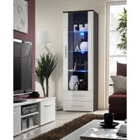 Vitrina NEO I 23 EMWH N1 Genarom AM Wenge / Alb Lucios